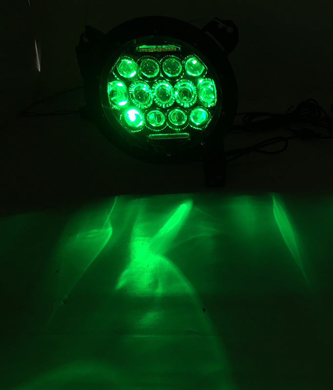 Quake LED Headlight 7 in. RGB Headlight Tempest Chrome Or Black Reflector - QTE770