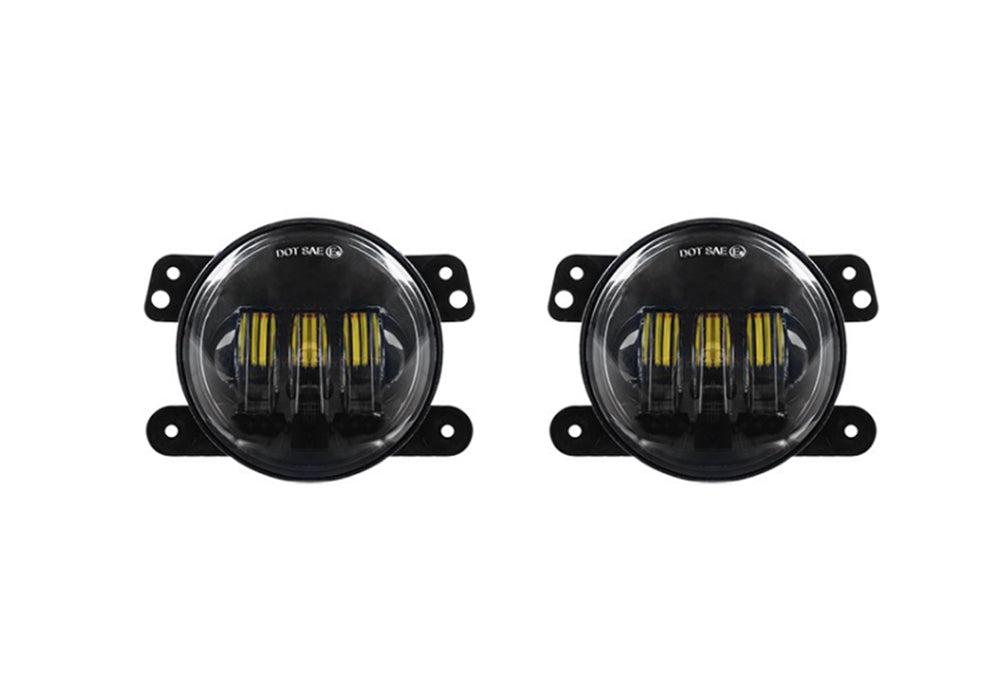Quake LED Fog Light Jeep JK/CJ/TJ 4 Inch 30 Watt Fog Light Black Reflector Tempest Series - QTE458