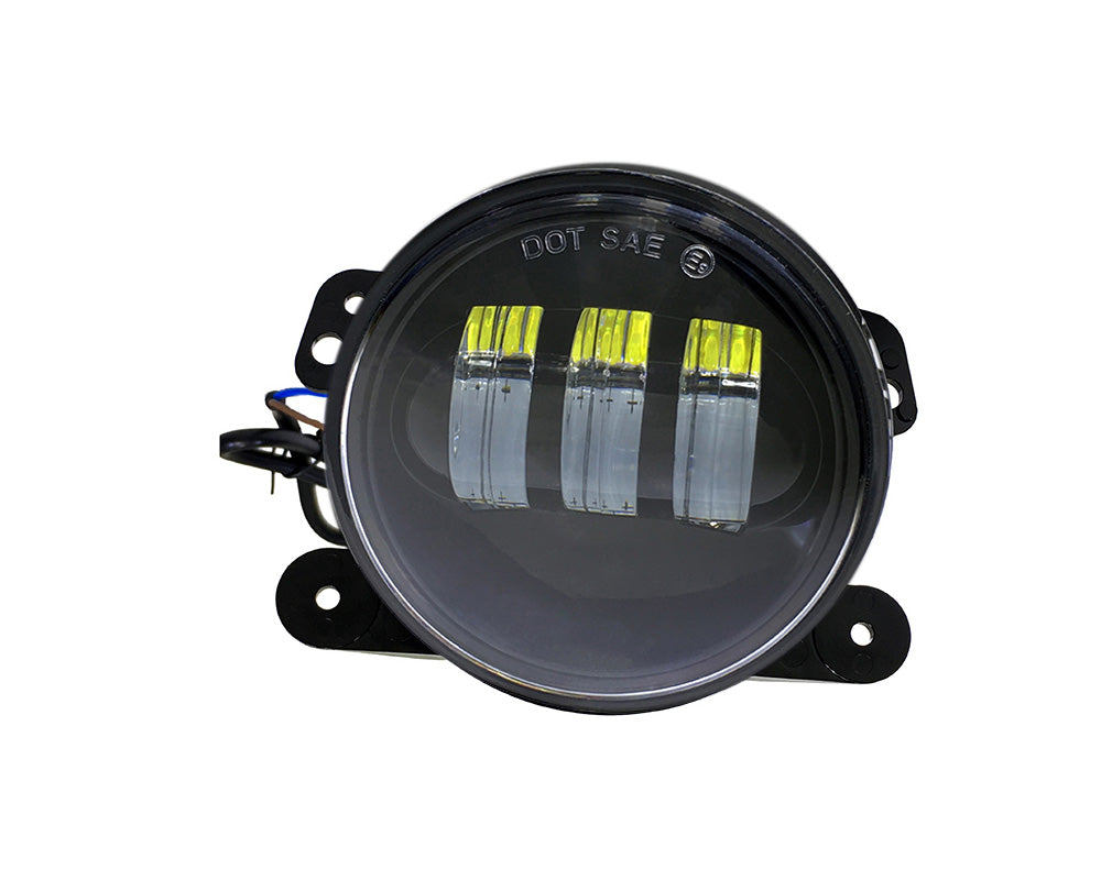 Quake LED Fog Light Jeep JK/CJ/TJ 4 Inch 30 Watt Fog Light Black Reflector Tempest Series - QTE458
