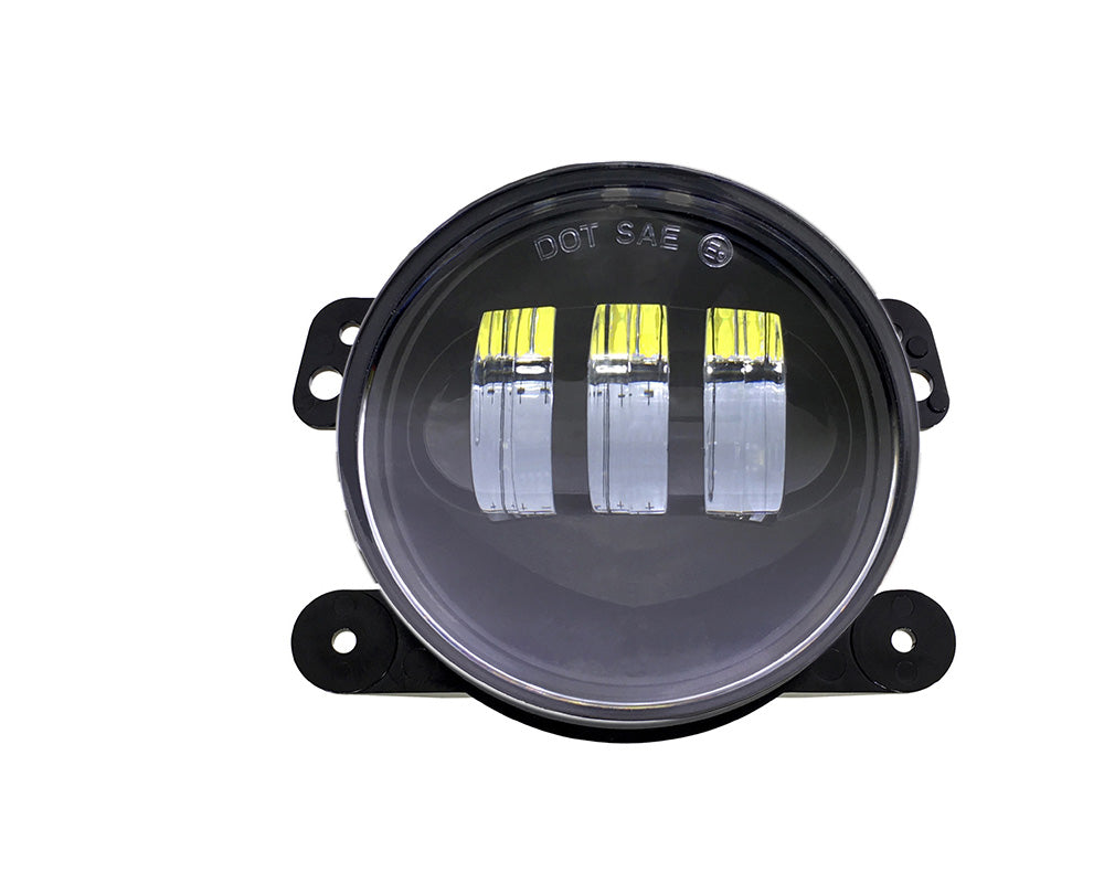 Quake LED Fog Light Jeep JK/CJ/TJ 4 Inch 30 Watt Fog Light Black Reflector Tempest Series - QTE458