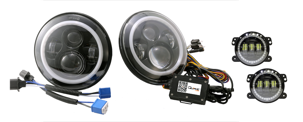 Quake LED Headlight 7 in. HD RGB Headlight fog Light Kit Tempest - QTE781