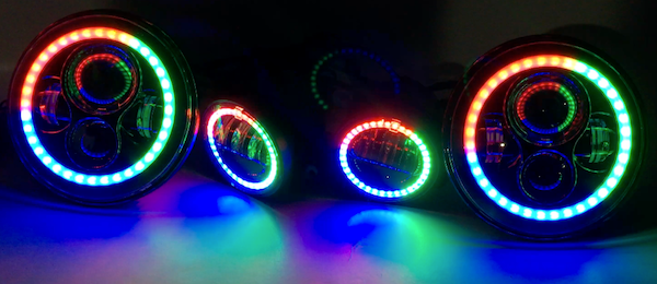 Quake LED Headlight 7 in. HD RGB Headlight fog Light Kit Tempest - QTE781