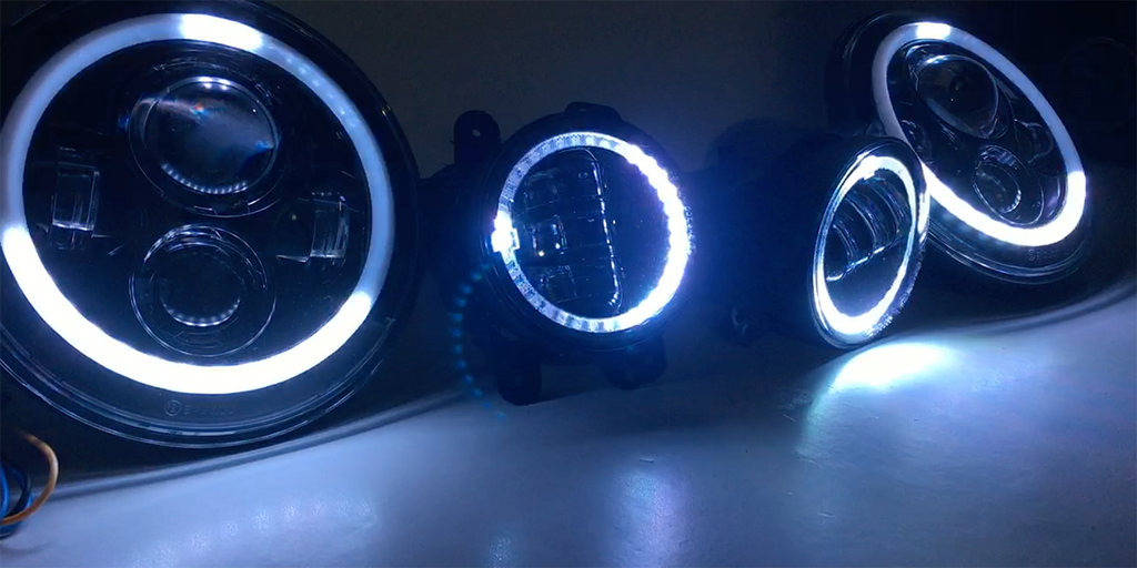 Quake LED Headlight 7 in. HD RGB Headlight fog Light Kit Tempest - QTE781