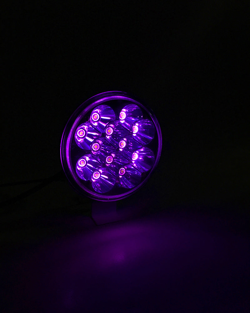 Quake LED Headlight 5.75 Inch Headlight 36 Watt Spot RGB Accent Tempest Series Quad-Lock/Interlock - QTE797