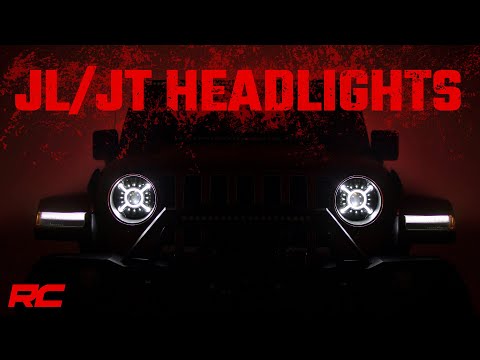 Rough Country Headlights Jeep 9-Inch LED Projection Headlights 18-20 Wrangler JL/JLU, 20-Present Gladiator JT Rough Country - RCH5100