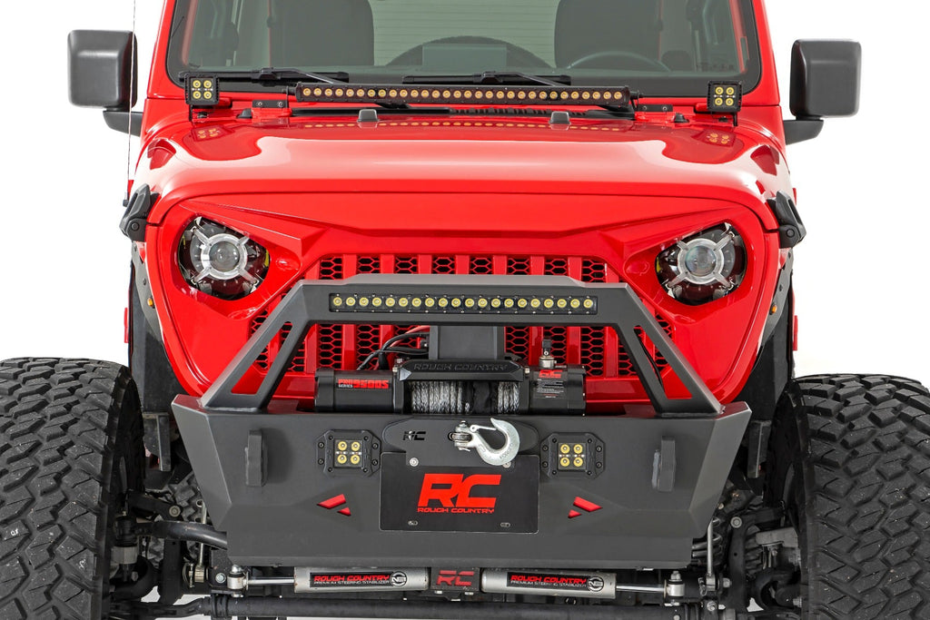Rough Country Headlights Jeep 9-Inch LED Projection Headlights 18-20 Wrangler JL/JLU, 20-Present Gladiator JT Rough Country - RCH5100