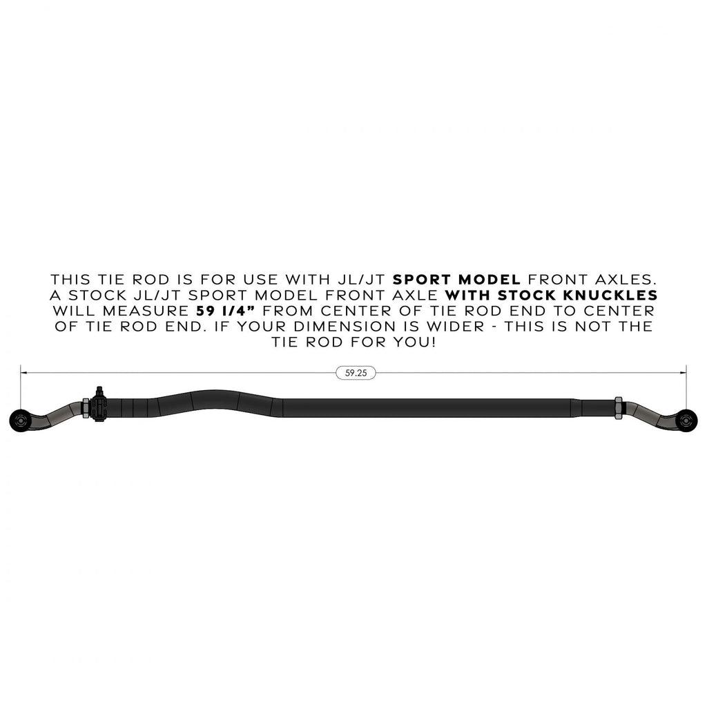 Currectlync Jeep JL/JT Tie Rod Bolts-On In Sport Model High Steer Applications Only 1.65 Inch Dia. Tube Construction Forged Tie Rod Ends Incl. Jam Nuts And Adjusters RockJock 4x4