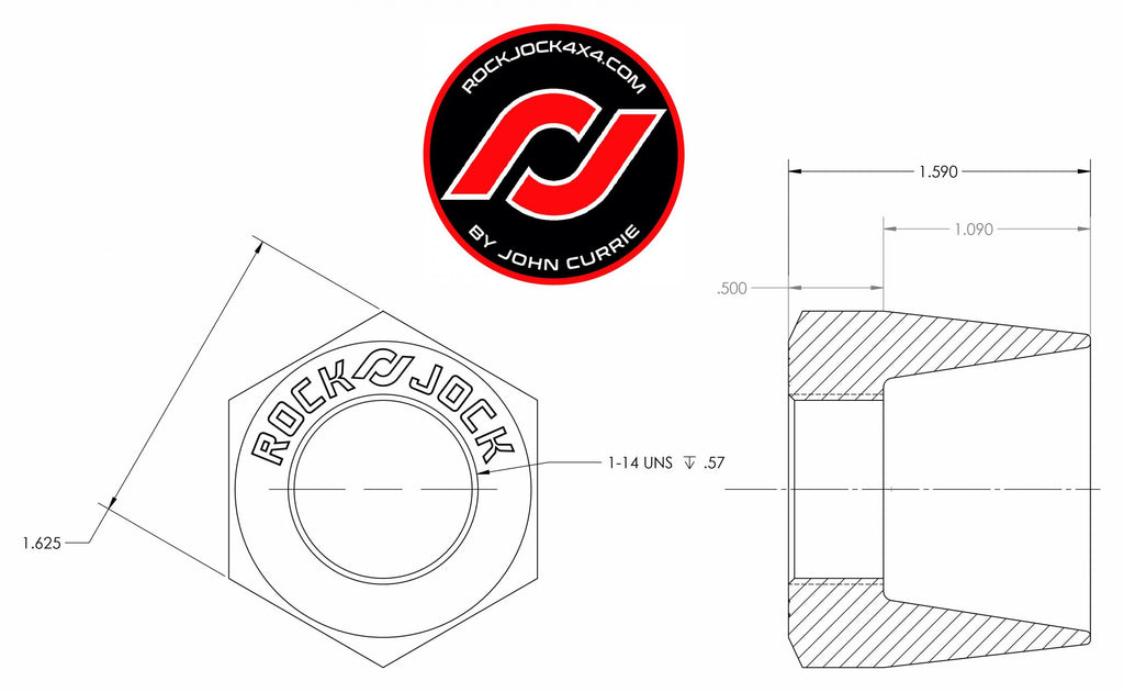 RockNut Kit (Nut and Bung) 1 Inch RH Thread RockJock 4X4