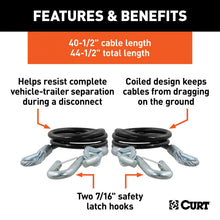Load image into Gallery viewer, Curt Towing Safety Cable Kit (44 1/2 Inch Long w/ 2 Snap Hooks 5000 lbs. 2-Pack) RockJock 4X4