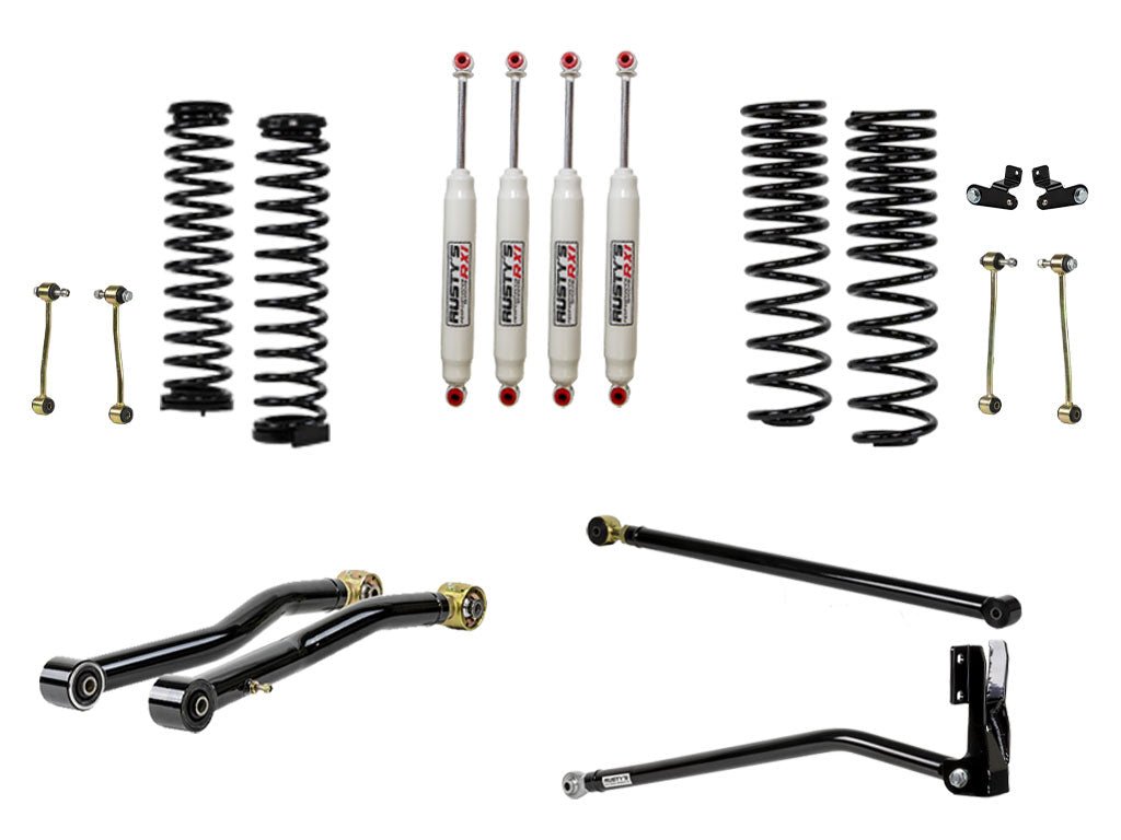 Rusty's Off Road Products Front Lower Control Arms w/ Forged Flex End - High Clearance (JLJT) - (SKU: RC-CA411HC-JLJT) / RX100 Series (SKU: R-123 / R-111) / 2018 - 2023 Gasoline Engine Rusty's JT Gladiator 2" Basic Kit