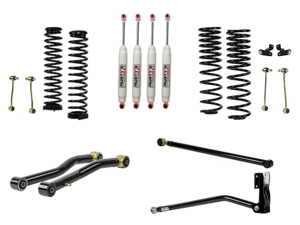 Rusty's Off Road Products Front Lower Control Arms w/ Forged Rubber End - High Clearance (JLJT) - (SKU: RC-CA211HC-JLJT) / RX100 Series (SKU: R-123 / R-111) / 2018 - 2023 Gasoline Engine Rusty's JT Gladiator 2" Basic Kit