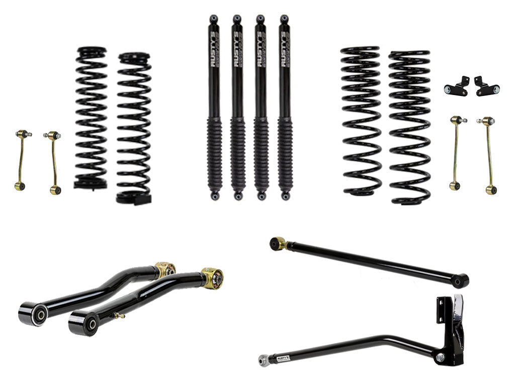 Rusty's Off Road Products Front Lower Control Arms w/ Forged Flex End - High Clearance (JLJT) - (SKU: RC-CA411HC-JLJT) / RX800 Series (SKU: R-821 / R-888) / 2018 - 2023 Gasoline Engine Rusty's JT Gladiator 2" Basic Kit