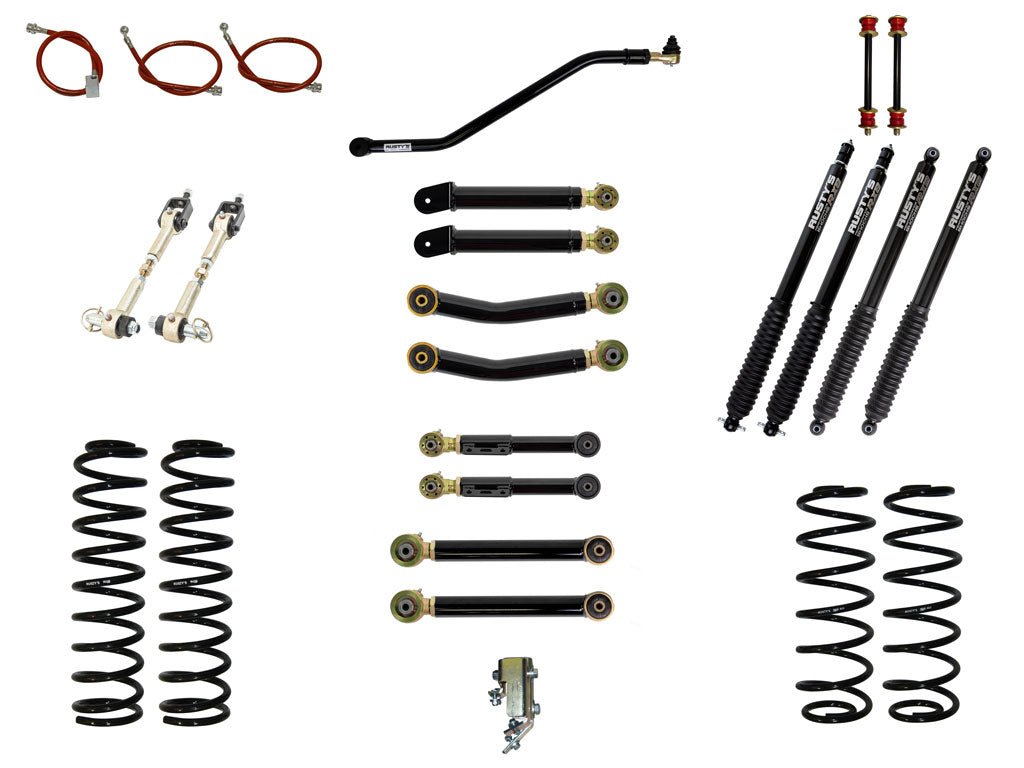 Rusty's Off Road Products RX800 Series (SKU: R-836 / R-813) / Adjustable Control Arms with Forged Flex Ends (SKU: RC-CA411-ZJ / RC-CA421-UV / RC-CA412-ZJ / RC-CA422-UV) Rusty's ZJ Grand Cherokee 3.5" Advanced Kit