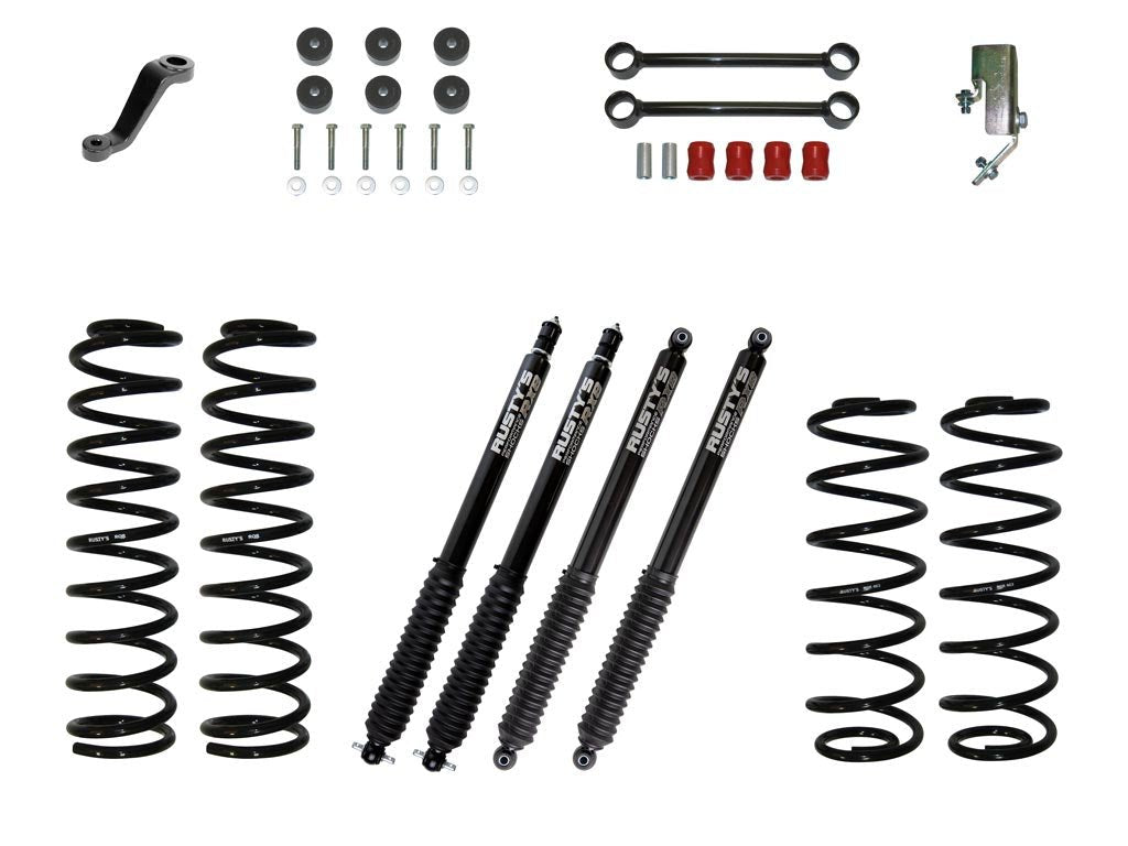 Rusty's Off Road Products RX800 Series (SKU: R-827 / R-864) / Standard (150lb/in) (SKU: RC-CS300-TJ) Rusty's TJ/LJ Wrangler 3" Basic Kit       ON SALE NOW !