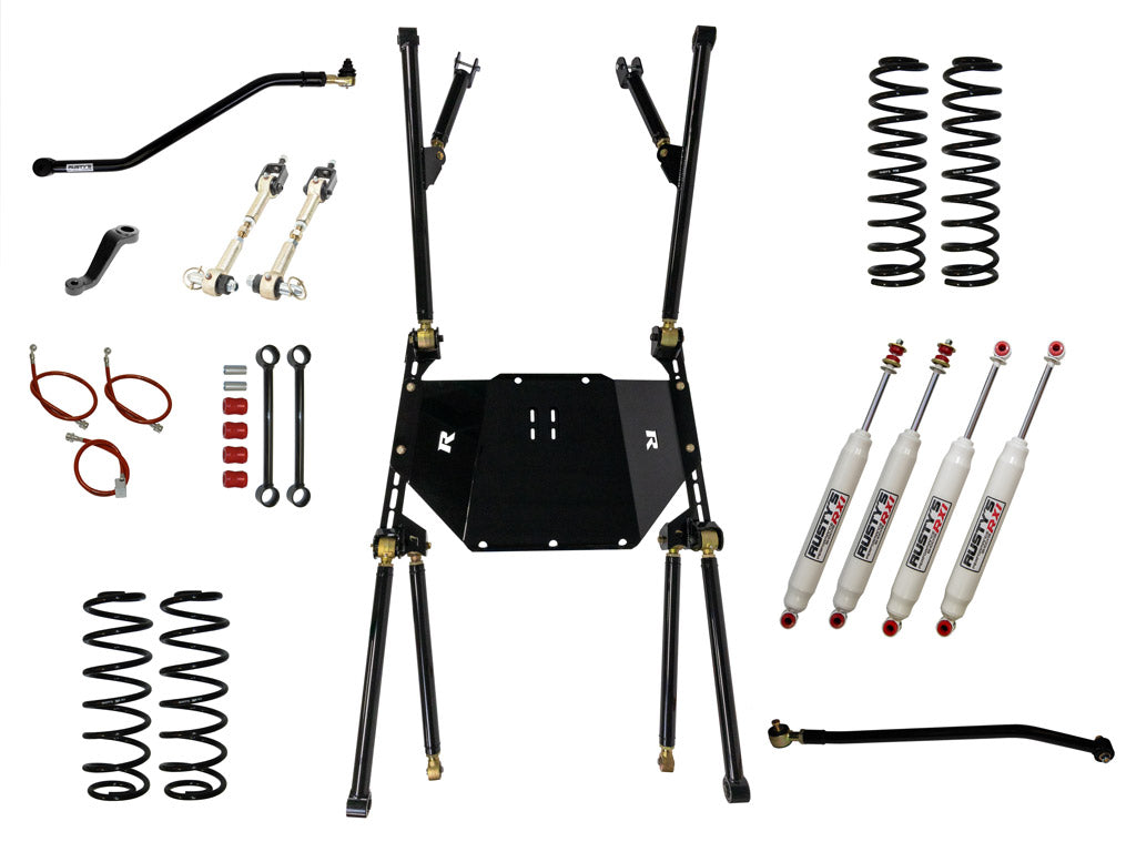 Rusty's Off Road Products RX100 Series (SKU: RX-27 / RX-26) / Standard (150lb/in) (SKU: RC-CS300-TJ) / '03-'06 LJ Rusty's LJ Unlimited 3" Long Travel Kit (LWB ONLY)