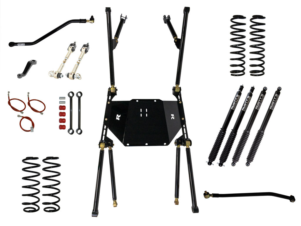 Rusty's Off Road Products RX800 Series (SKU: R-827 / R-864) / Standard (150lb/in) (SKU: RC-CS300-TJ) / '03-'06 LJ Rusty's LJ Unlimited 3" Long Travel Kit (LWB ONLY)