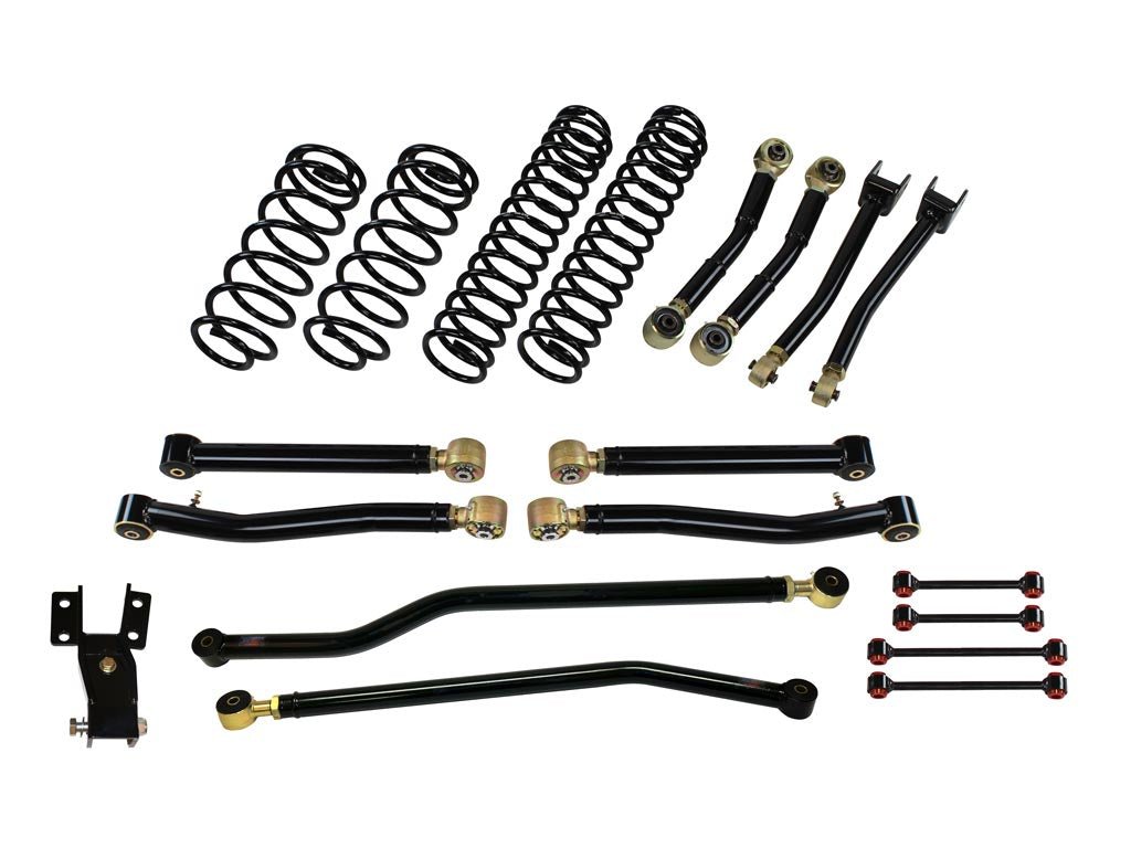 Rusty's Off Road Products Adjustable Control Arms with Forged Rubber Ends (SKU: RC-CA211HC-JLJT / RC-CA421-JLJT / RC-CA212-JKJL / RC-CA222-JKJL) / No Shocks Supplied / 2018 - 2023 Gasoline Engine Rusty's JL Wrangler 3" Advanced Kit