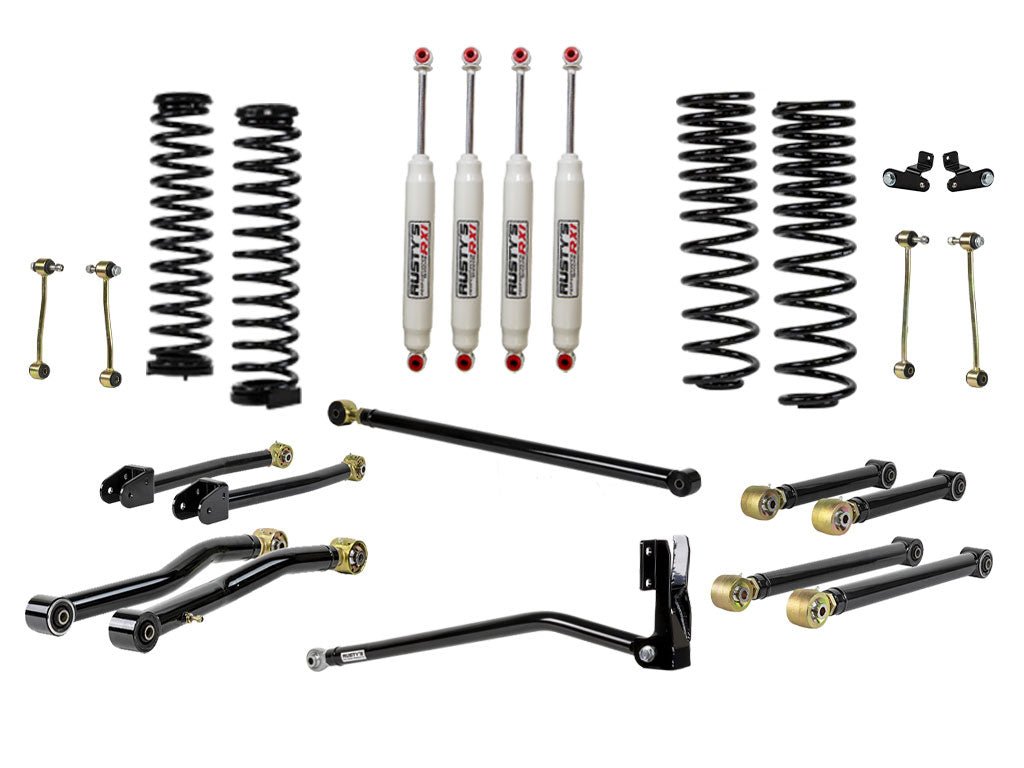 Rusty's Off Road Products Adjustable Control Arms with Forged Flex Ends - (SKU: RC-CA411HC-JLJT / RC-CA421-JLJT  / RC-CA412-JT  /  RC-CA422-JT) / RX100 Series (SKU: R-118 / R-111) / 2018 - 2023 Gasoline Engine Rusty's JT Gladiator 4" Advanced Kit