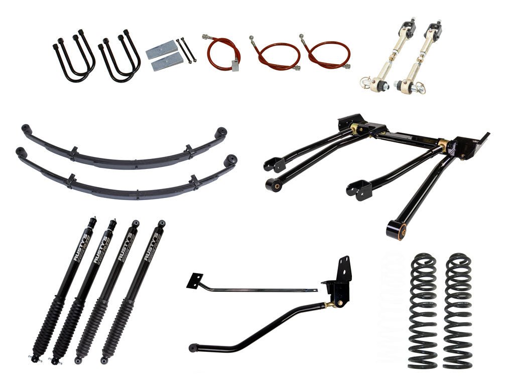 Rusty's Off Road Products RX800 Series (SKU: R-836 / R-813) / Standard 4 Link (SKU: RK-LT14-XJ-STD) / Dana 35 / Dana 44 (SKU: RC-UB-2) Rusty's XJ Cherokee 4.5" Long Travel Kit