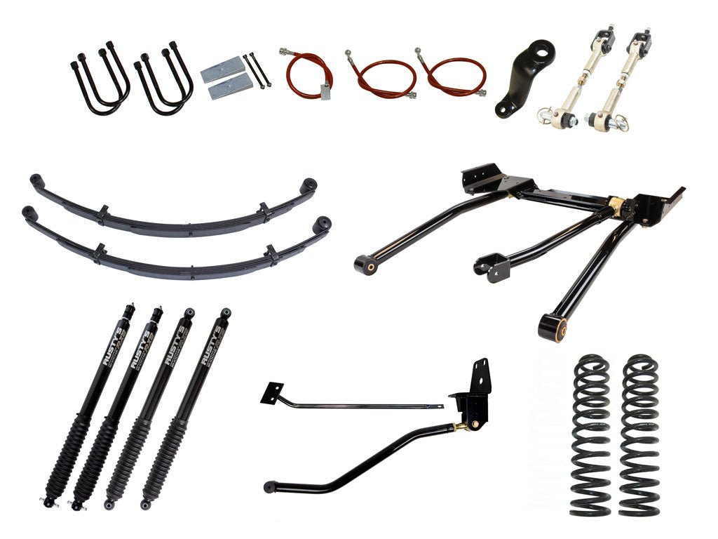 Rusty's Off Road Products RX800 Series (SKU: R-816 / R-811) / 3 Link (SKU: RK-LT13-XJ-STD) / Dana 35 / Dana 44 (SKU: RC-UB-2) Rusty's XJ Cherokee 6.5" Long Travel Kit