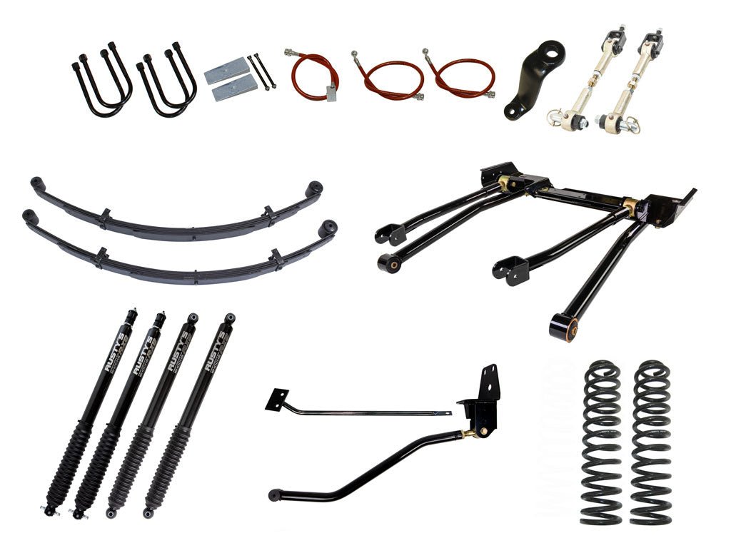Rusty's Off Road Products RX800 Series (SKU: R-816 / R-811) / Standard 4 Link (SKU: RK-LT14-XJ-STD) / Dana 35 / Dana 44 (SKU: RC-UB-2) Rusty's XJ Cherokee 6.5" Long Travel Kit