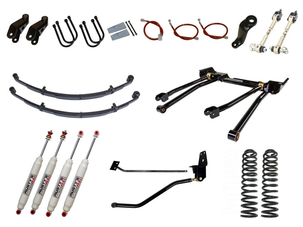 Rusty's Off Road Products RX100 Series (SKU: RX-16 / RX-11) / Standard 4 Link (SKU: RK-LT14-XJ-STD) / Dana 35 / Dana 44 (SKU: RC-UB-2) Rusty's XJ Cherokee 8" Long Travel Kit