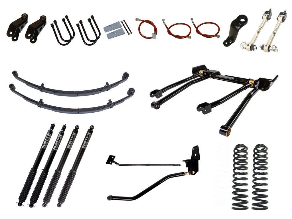 Rusty's Off Road Products RX800 Series (SKU: R-816 / R-811) / Standard 4 Link (SKU: RK-LT14-XJ-STD) / Dana 35 / Dana 44 (SKU: RC-UB-2) Rusty's XJ Cherokee 8" Long Travel Kit