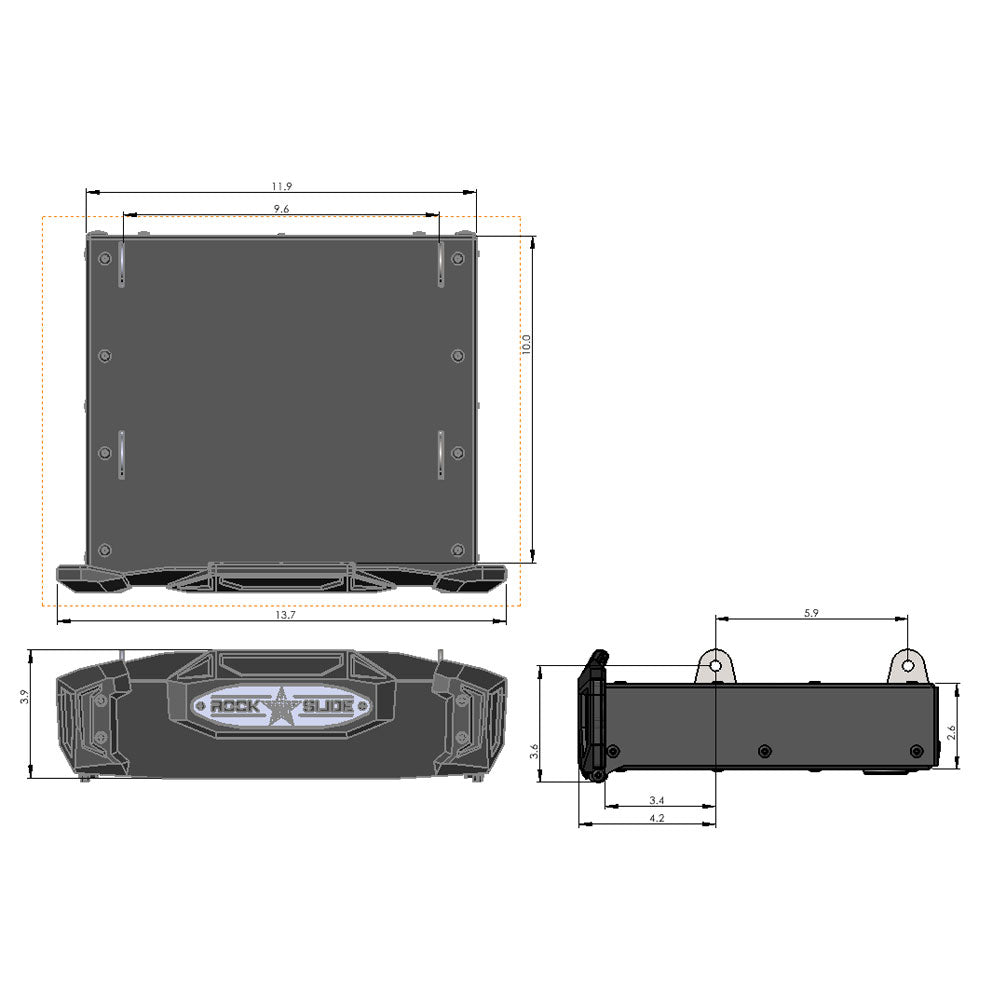 R-STEP 9 Inch Wide For 2016-2023 Toyota Tacoma Bed Step Attachment Brackets Behind Driver Rear Tire Rock Slide Engineering