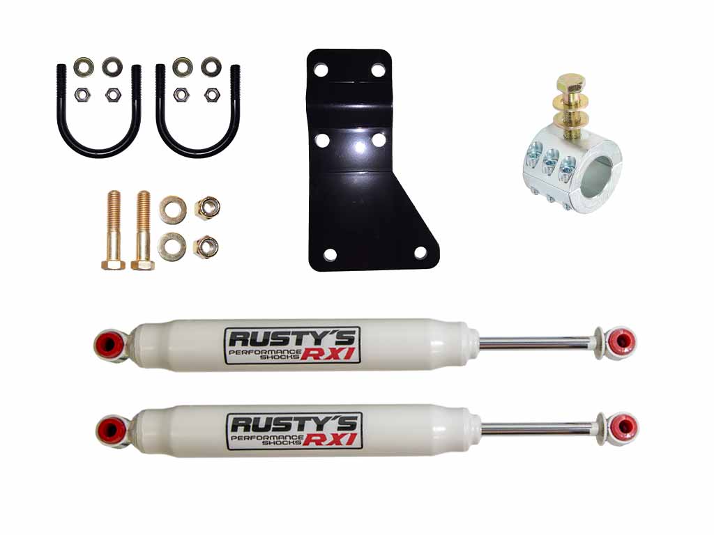 Rusty's Off Road Products Rusty's RX-100 Series Dual Steering Stabilizer Kit for 07-18 JK Wrangler Equipped with Rusty's HD Steering System