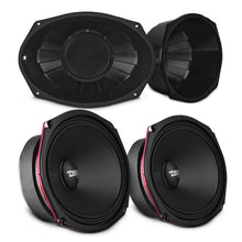 Load image into Gallery viewer, 6x9” Motorcycle Audio Bundle – Shallow Water-Resistant Midrange Loudspeakers + Sealed ABS Baffles (Pair) | High Output, Easy Install