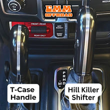 Load image into Gallery viewer, CMM Offroad Jeep center console with billet shifter installed — available from Offroad Trading Company