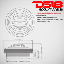 Load image into Gallery viewer, 1 Inch VC Aluminum Silk Dome Tweeter 100 Watts DS18