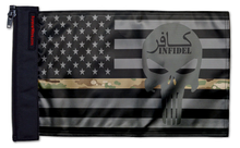 Load image into Gallery viewer, USA Subdued Thin Camo Line Infidel 12"x18" Forever Wave Flag