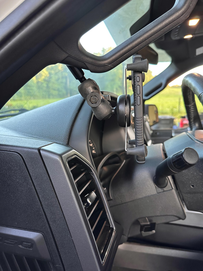 CMM Offroad A-Pillar mount viewed from passenger seat — available from Offroad Trading Company