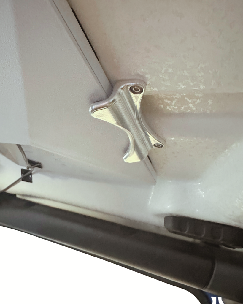 CMM Offroad freedomLink bracket installed at Jeep roof panel — available from Offroad Trading Company