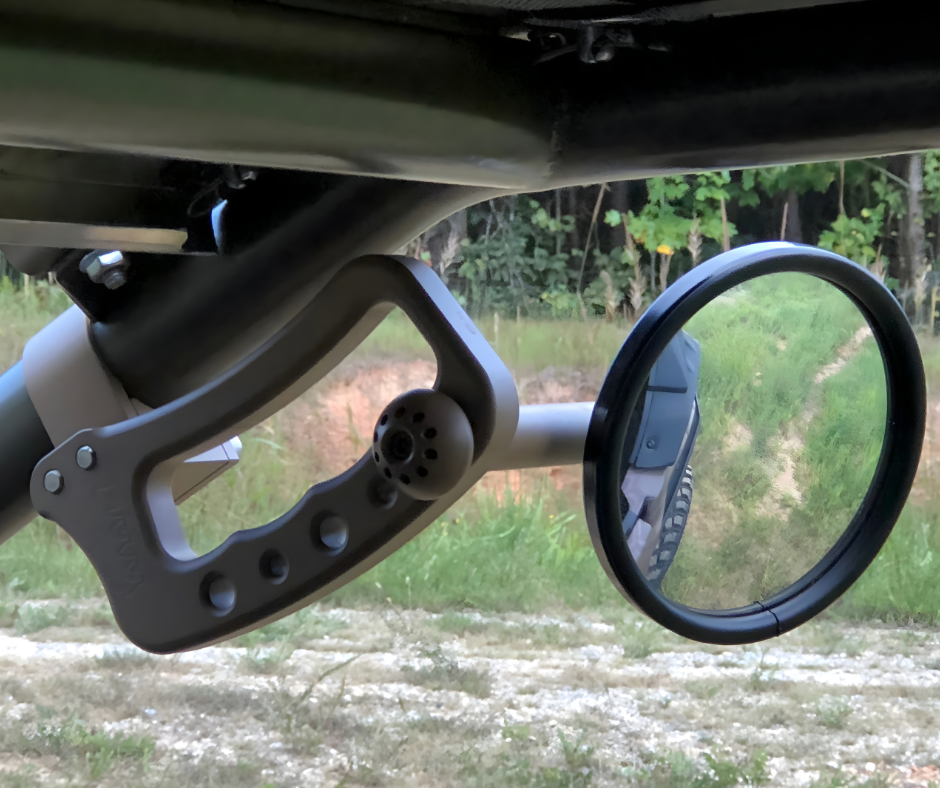 CMM Offroad loop grab handle and round mirror on UTV — available from Offroad Trading Company