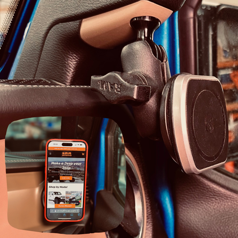 CMM Offroad JL black / 1" Ball Mount + Scotch MagicMount™ JL/JLU  A-Pillar Ball Mount Solution