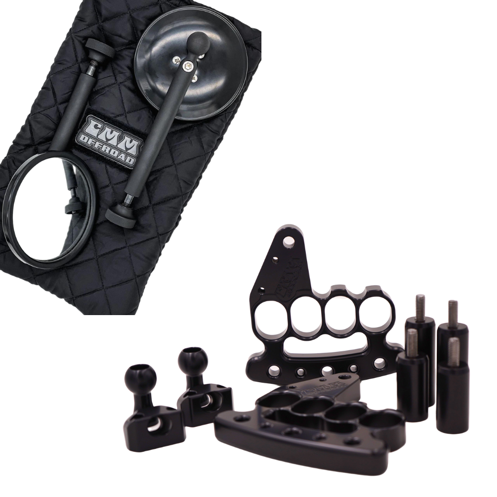 CMM Offroad silver / Knuckle TJ/LJ/YJ Handle & Mirror Bundle