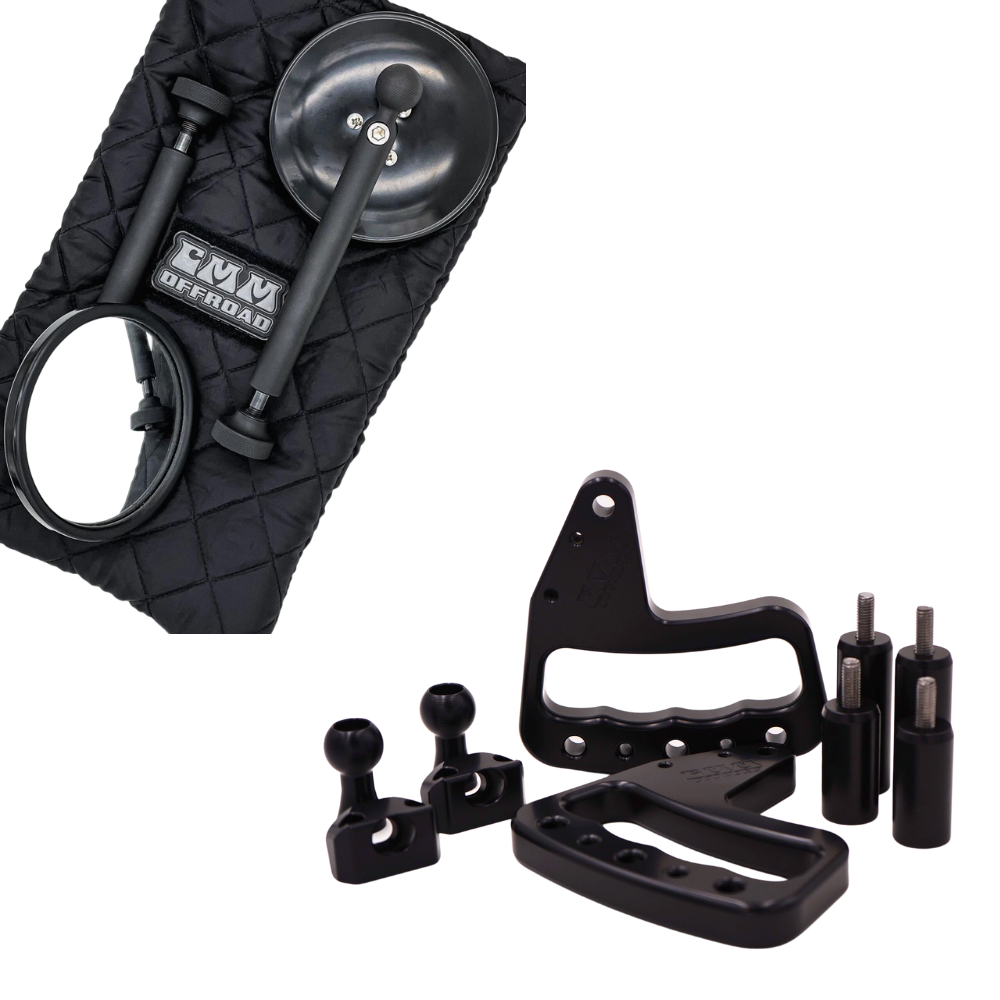 CMM Offroad silver / 5 inch Standard / Loop JK/JKU Handles & Mirrors Bundle