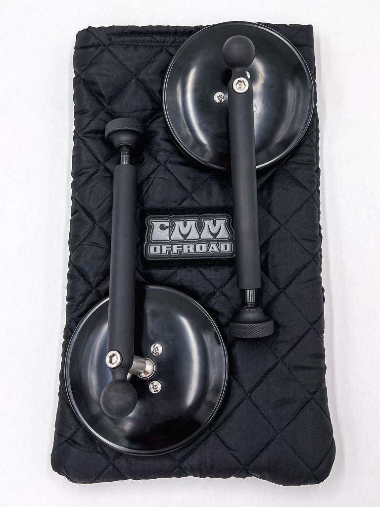 CMM Offroad two mirrors packed in padded storage bag — available from Offroad Trading Company