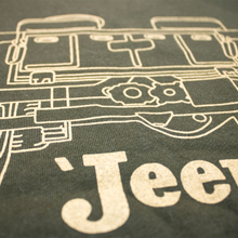 Load image into Gallery viewer, Mens Jeep® Willys MB Line Art Crew Sweatshirt - Military Green