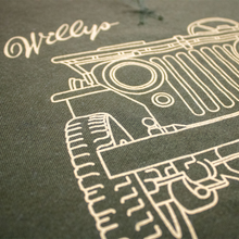 Load image into Gallery viewer, Mens Jeep® Willys MB Line Art Crew Sweatshirt - Military Green