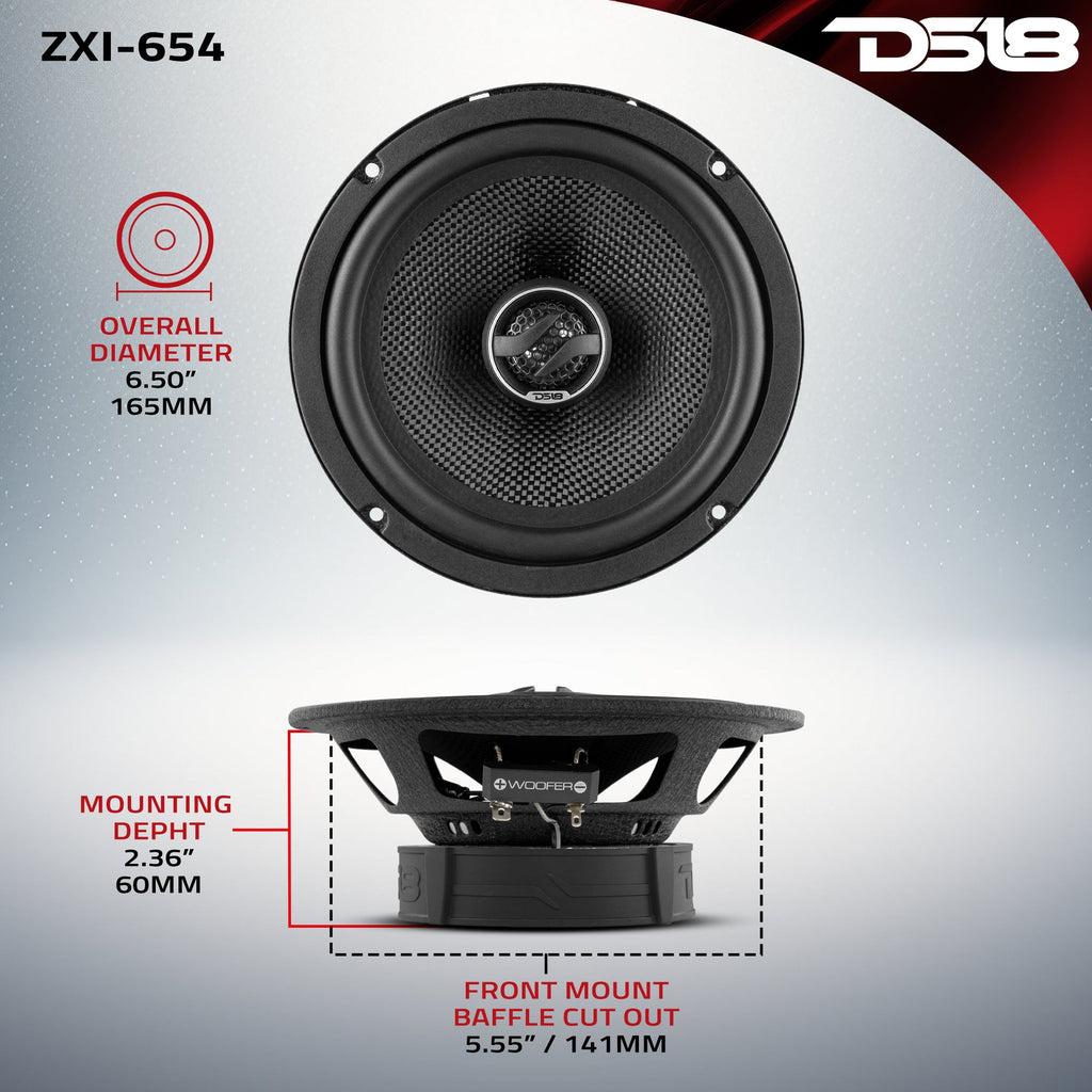 ZXI 6.5" 2-Way Coaxial Speakers with Glass Fiber Cone | 80W RMS 4-Ohm