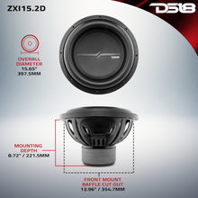 Load image into Gallery viewer, ZXI 15" High Excursion Subwoofer Quad Stacked Magnets | 1000W RMS DVC 2-Ohm