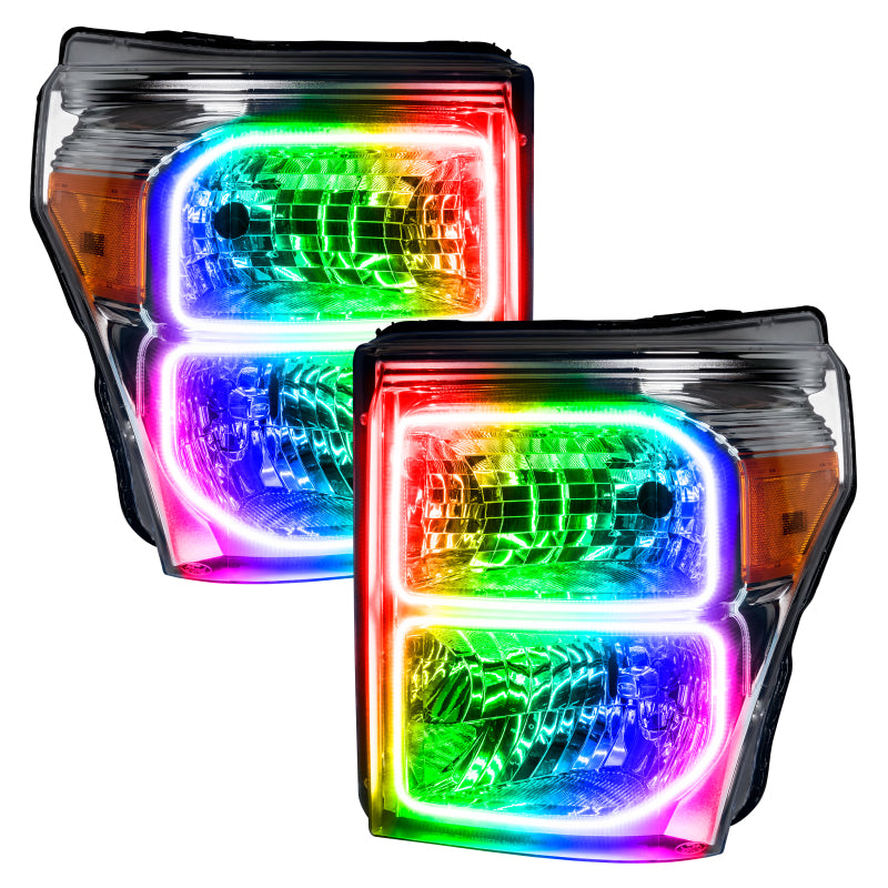ORACLE Lighting Headlights Oracle Ford F250/350 11-16 Dynamic Halo Kit - Square Ring Design - ColorSHIFT - Dynamic SEE WARRANTY