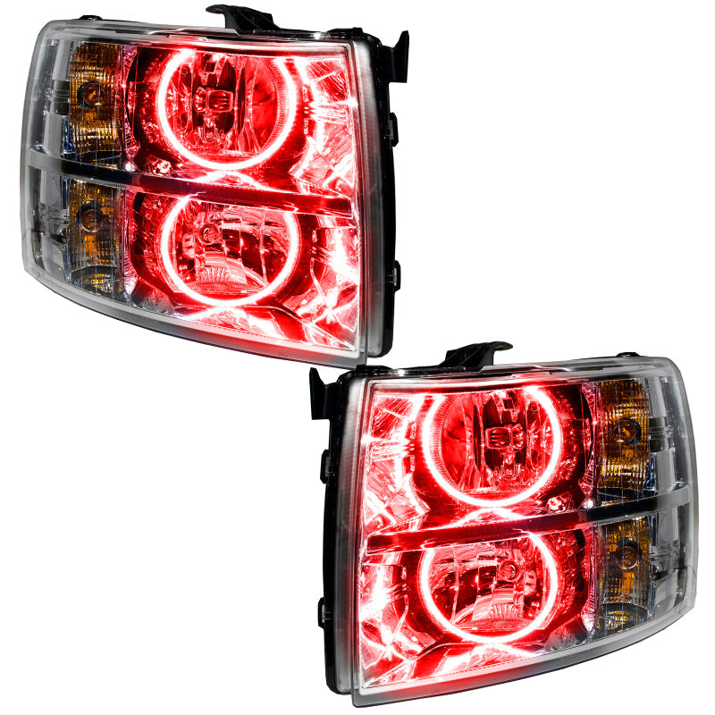 ORACLE Lighting Headlights Oracle Lighting 07-13 Chevrolet Silverado Pre-Assembled LED Halo Headlights-Red SEE WARRANTY
