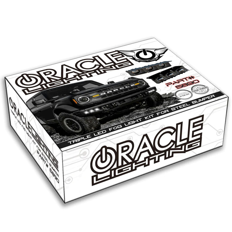 ORACLE Lighting Fog Lights Oracle High 21-22 Ford Bronco Triple LED Fog Light kit for Steel Bumper SEE WARRANTY
