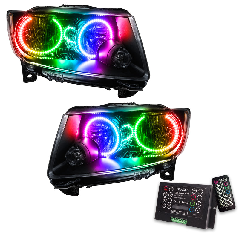 ORACLE Lighting Headlights Oracle 11-13 Jeep Grand Cherokee SMD HL (Non-HID) - Chrome - ColorSHIFT w/ 2.0 Cntrl SEE WARRANTY