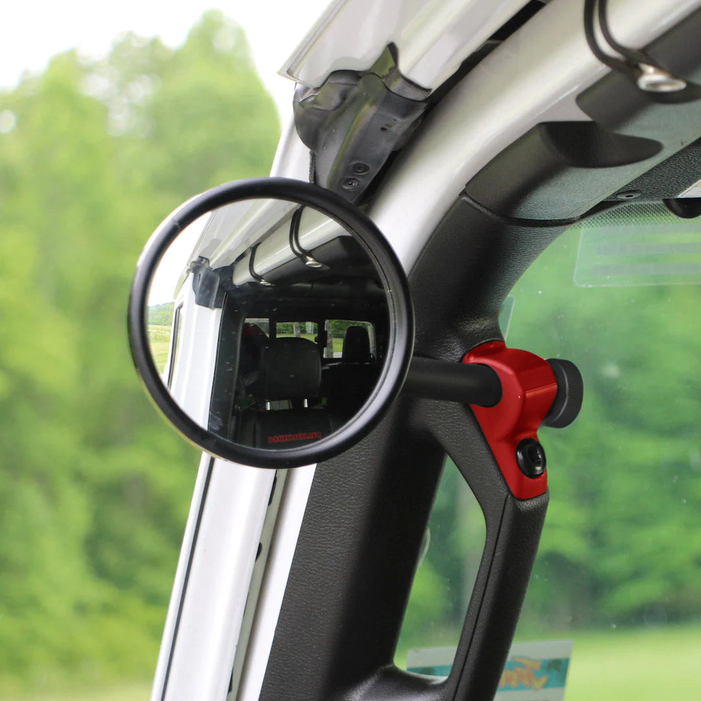 CMM Offroad Mirrors Ball Mount Delete (No Mounting Point Ball) / red / 6" + 1" Ball Mount on the end JL/JLU A-Pillar Side Jeep Mirrors with Base Mount Driver AND Passenger