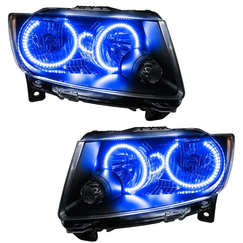 ORACLE Lighting Headlights Oracle 11-13 Jeep Grand Cherokee Pre-Assembled Halo Headlights (Non HID) Chrome - Blue SEE WARRANTY